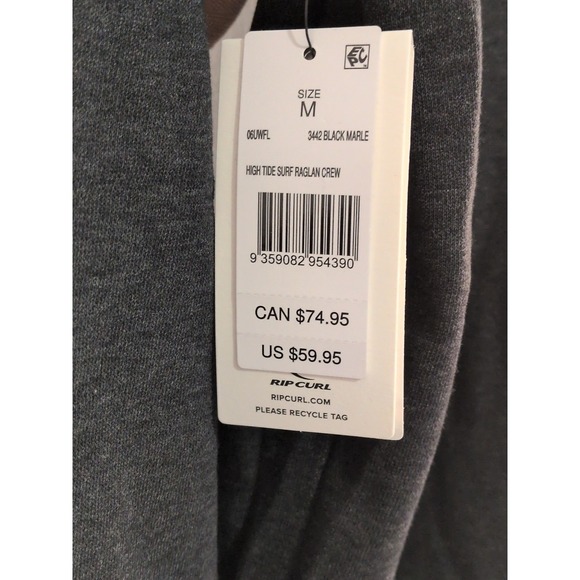 Rip Curl Women's High Tide Stripe Raglan Sleeve Sweatshirt Washed Black Sz M NWT - Picture 4 of 6